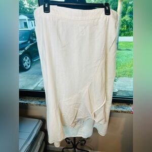 Westport White Linen Blend Boho Skirt Ruffled Asymmetrical Hem Size 2X